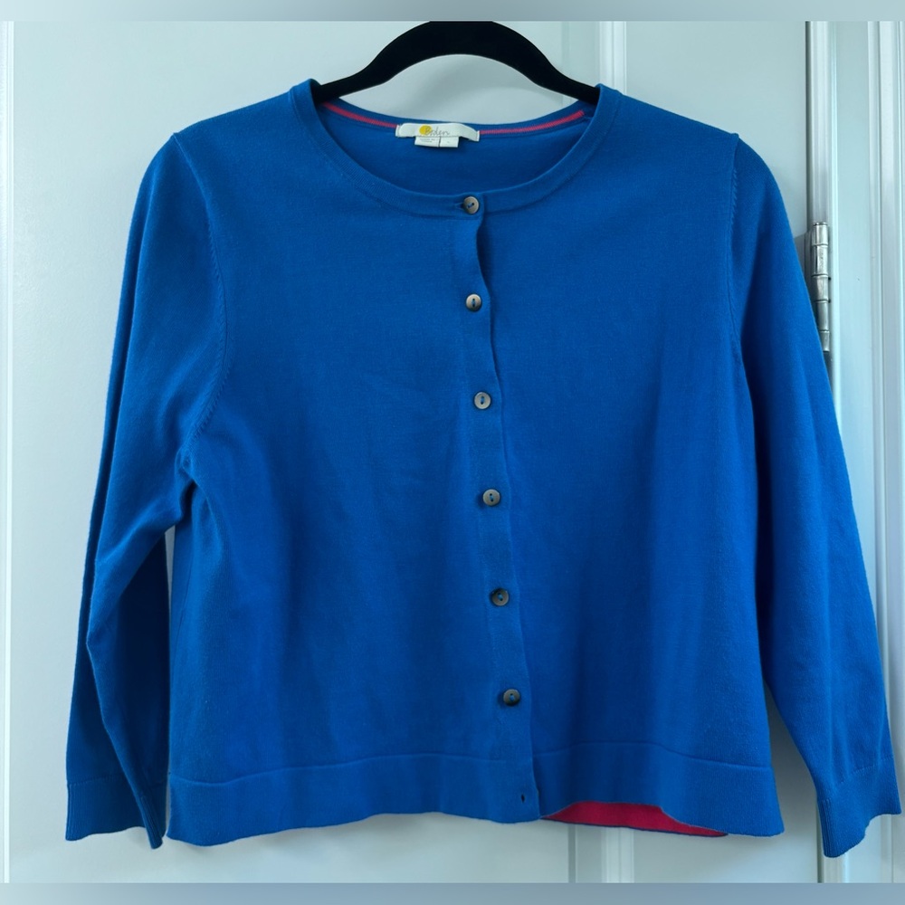 BODEN Women Blue Catriona Cotton Blend Cardigan Size Large